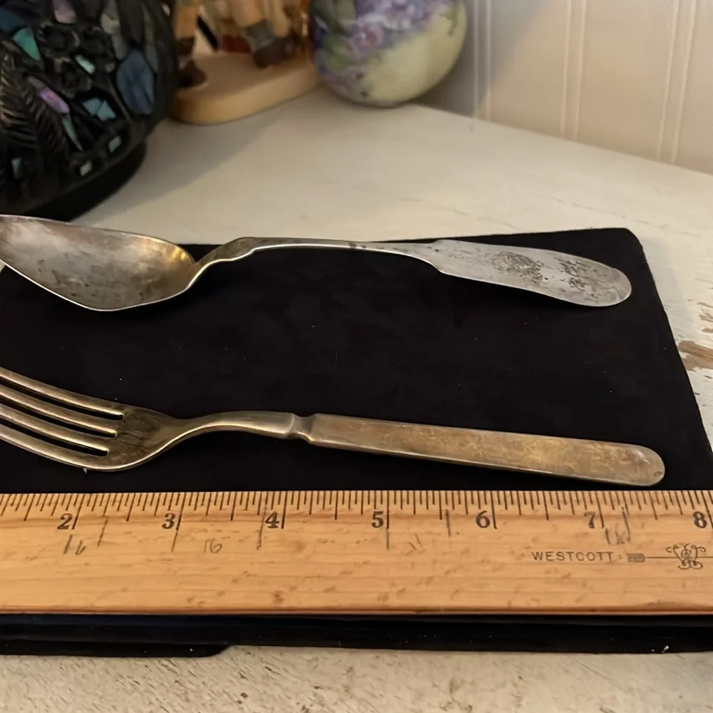Antique Prussian Sterling Silver fork & serving spoon